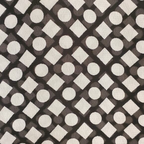 Gap Semi Sheer Black White Short Sleeve Diamond Circle Pattern Blouse Size Med - Picture 3 of 7